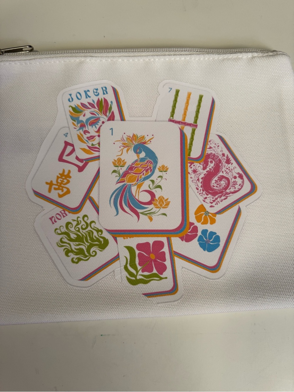 Mahjong Tile Canvas Zip Pouch 9.5 in x 7.5 in - Picture 4 of 5